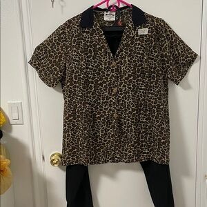 Brown Leopard Print Women's Pantsuit